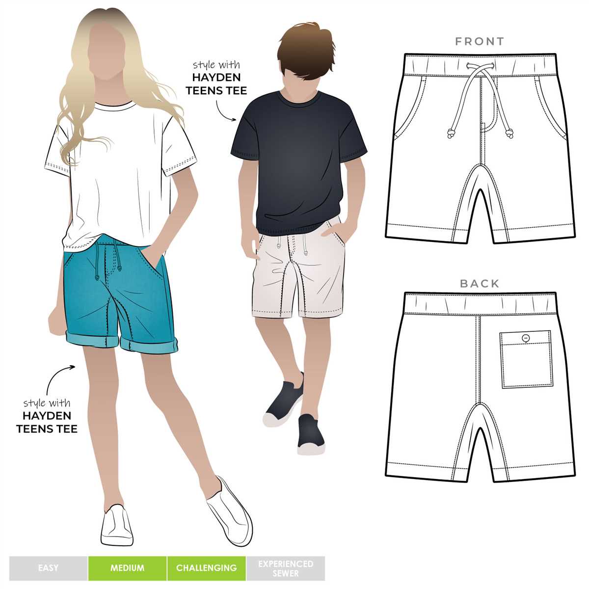 Knit shorts sewing pattern