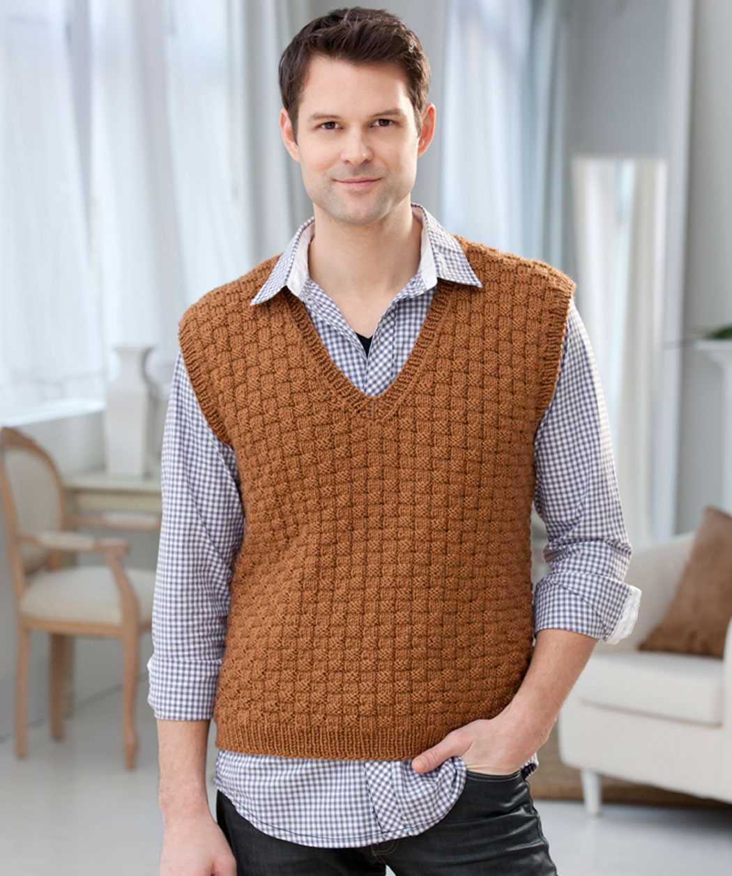 Men's v neck vest knitting pattern