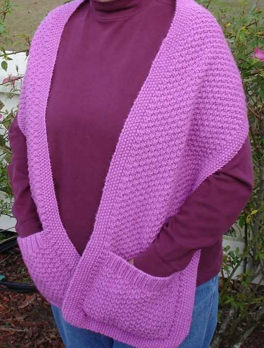 Free knitting pattern for shawl with pockets