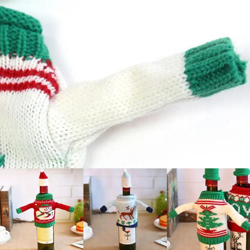 Christmas wine bottle cover knitting pattern