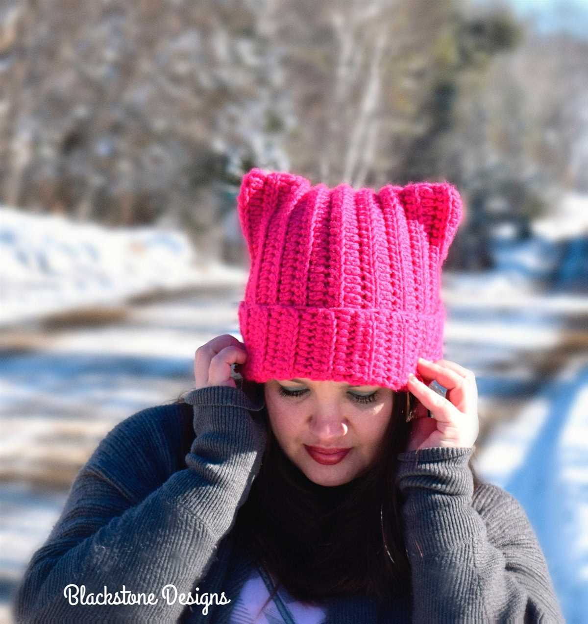 Knitted cat beanie pattern