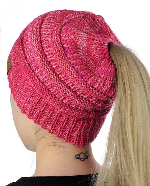 Knit ponytail beanie pattern