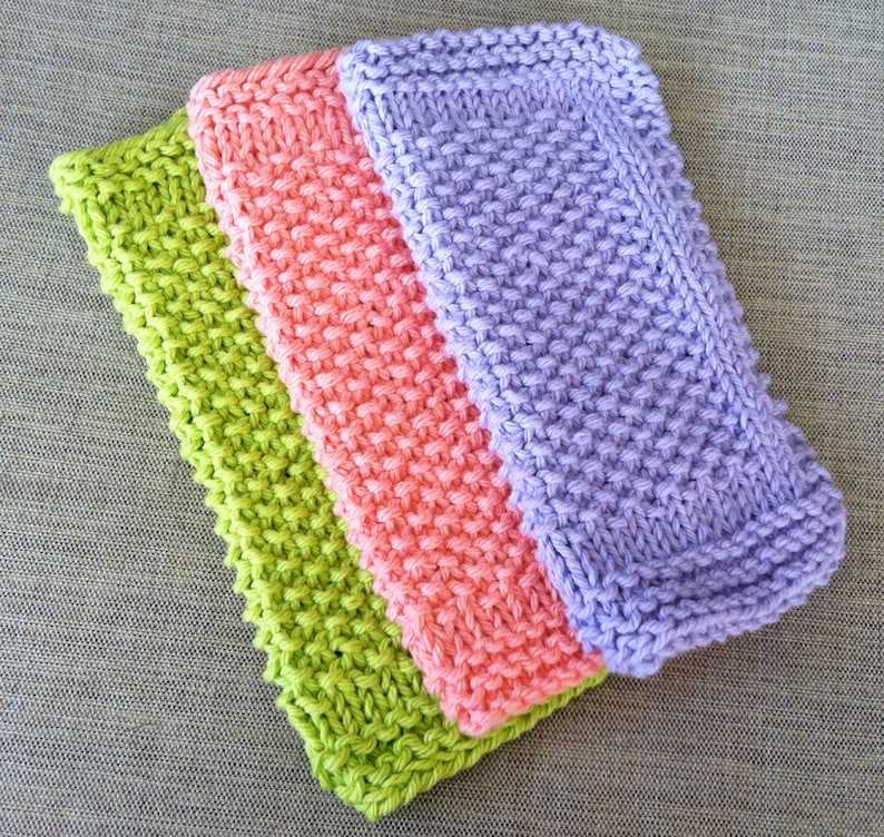 Seed stitch dishcloth knitting pattern