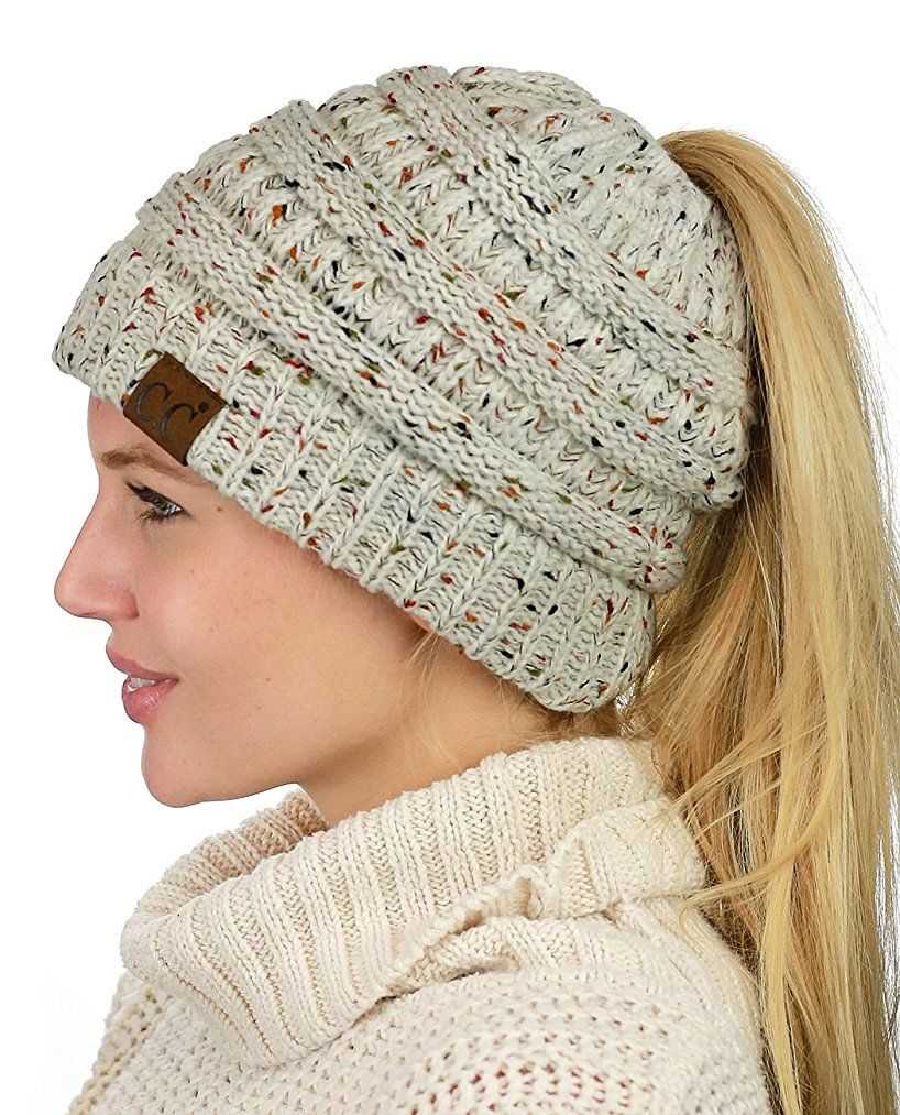 Knitted messy bun beanie pattern free