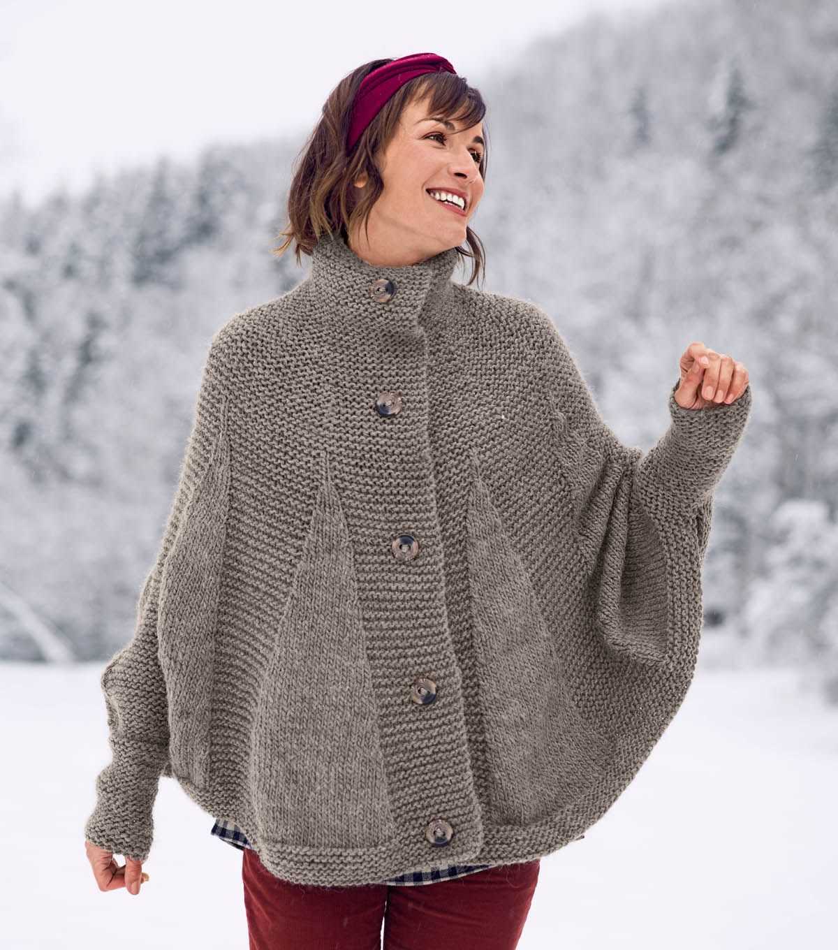 Button poncho knitting pattern