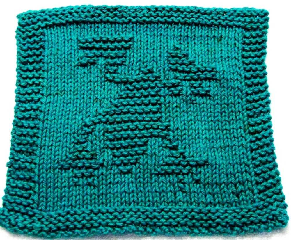 Chinese wave knit dishcloth pattern