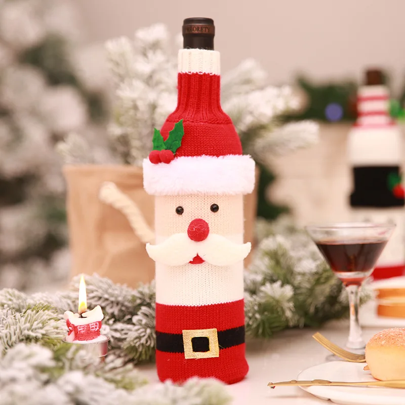 Christmas wine bottle cover knitting pattern