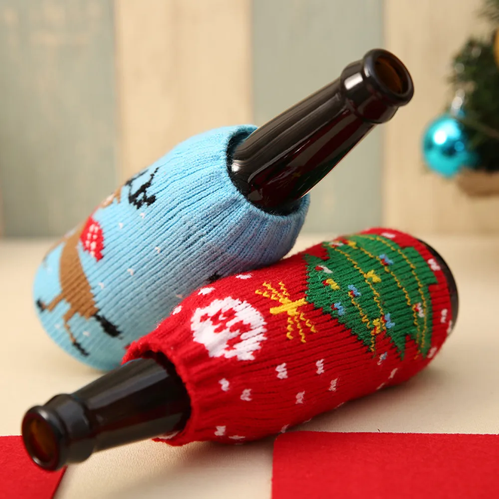 Christmas wine bottle cover knitting pattern