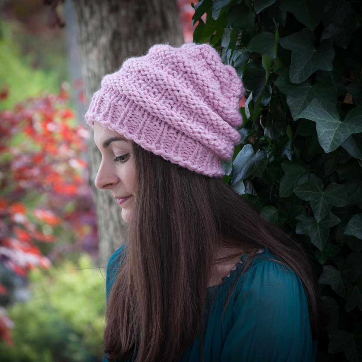 Chunky knit beanie hat pattern