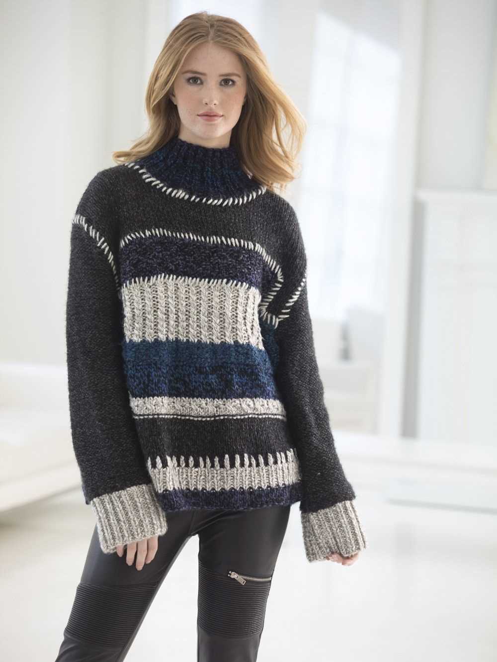 Colorblock sweater knitting pattern