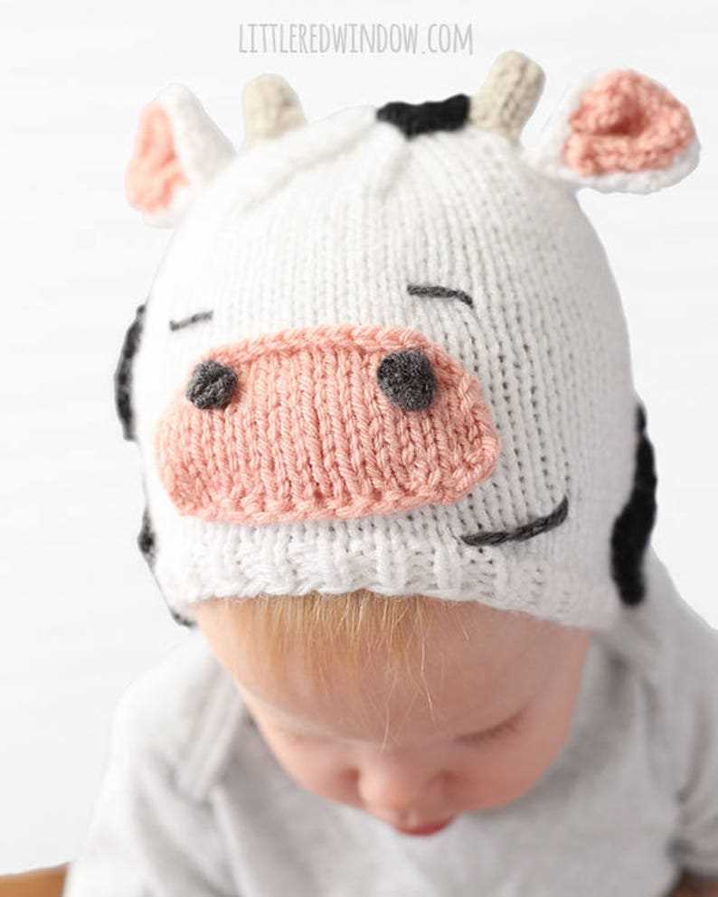 Cow hat knitting pattern