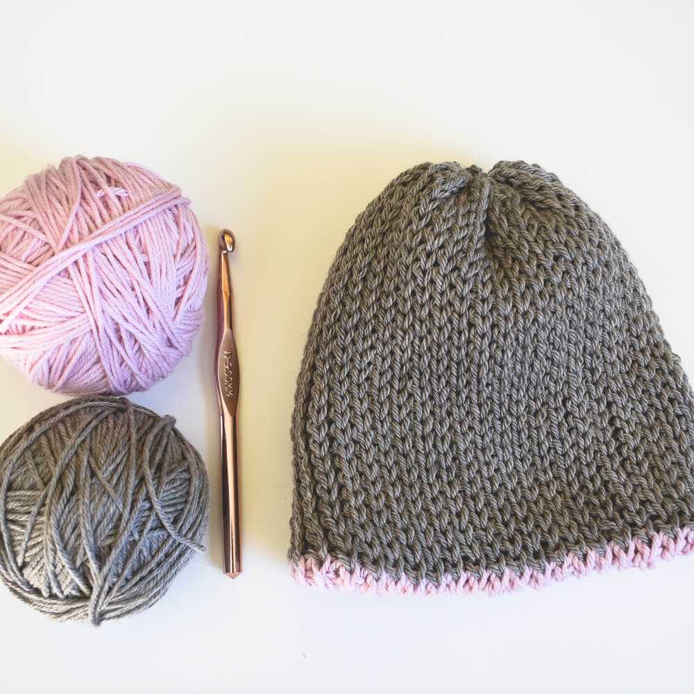 Double brim beanie knitting pattern