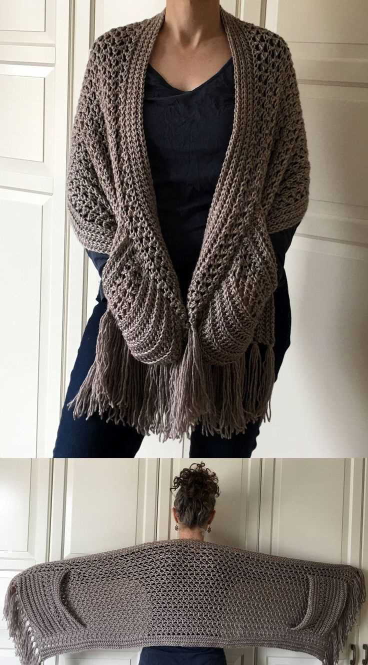 Free knitting pattern for shawl with pockets