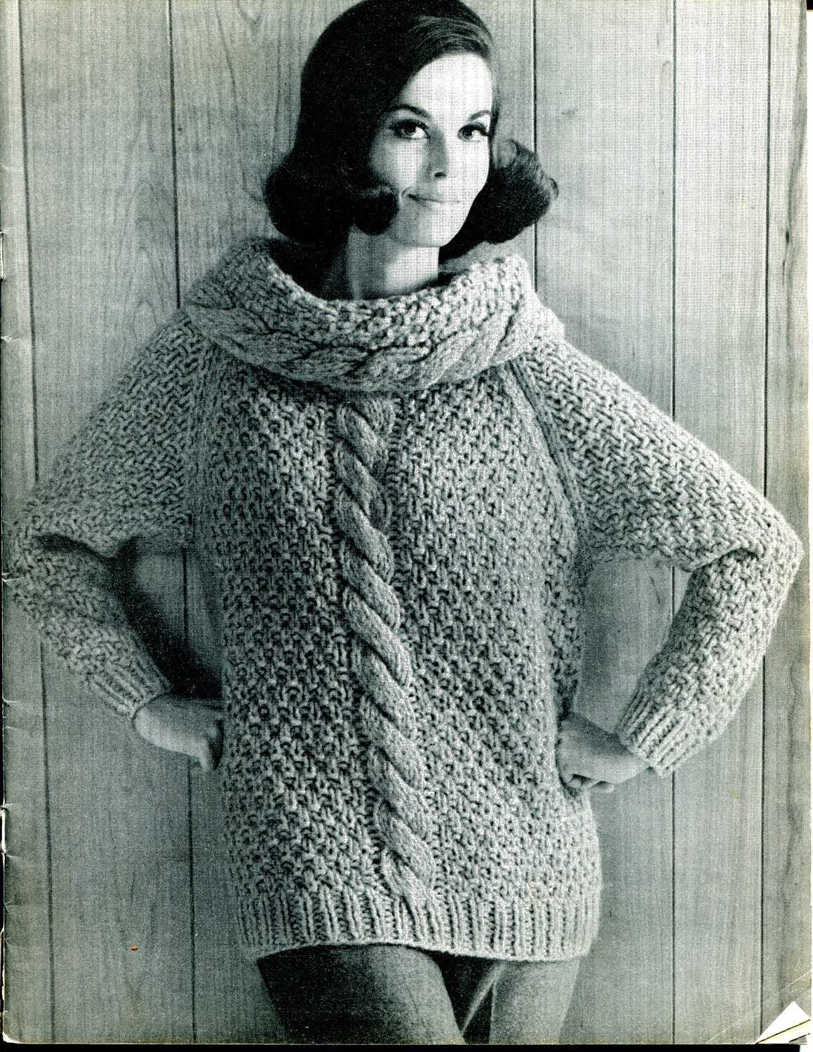 Free knitting pattern for ladies cowl neck sweater