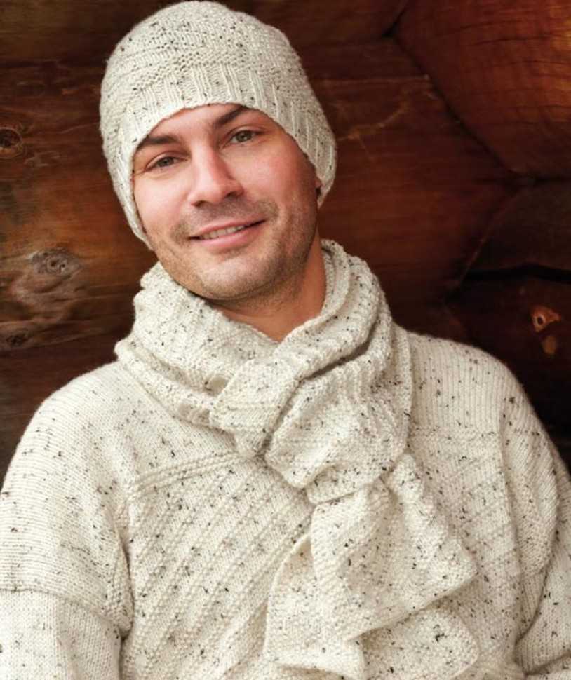 Free knitting patterns for men's hat and scarf
