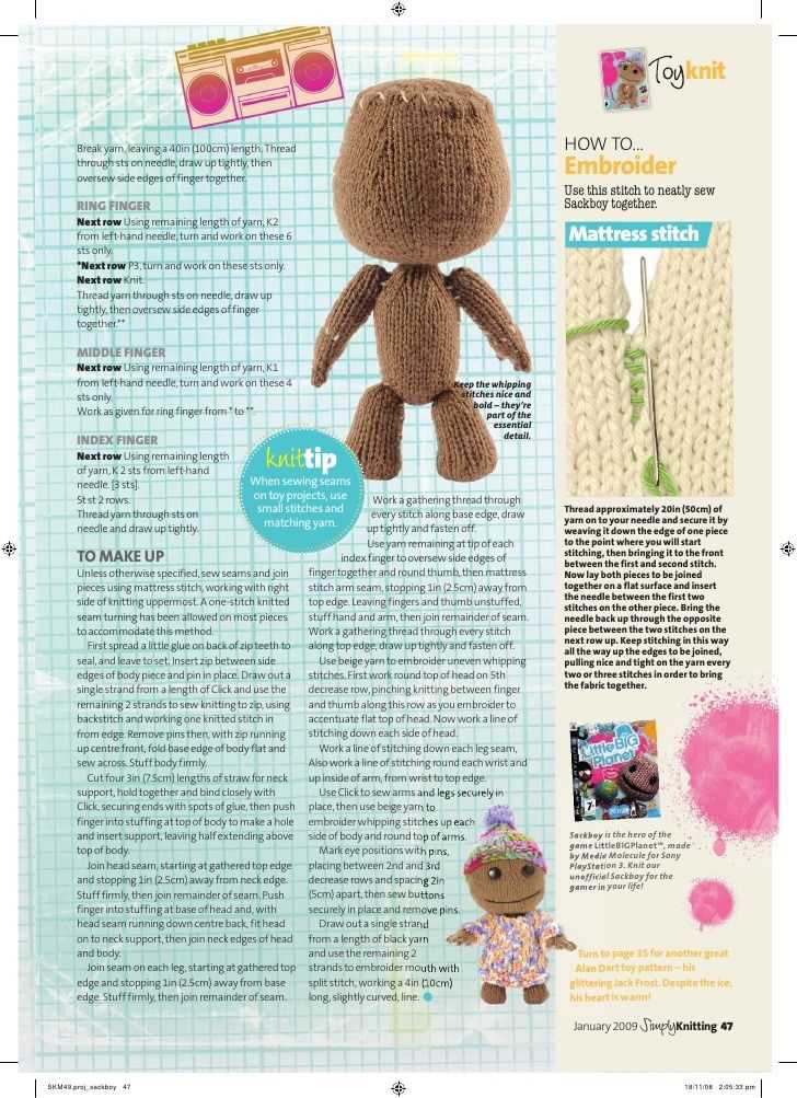 Free sackboy knitting pattern