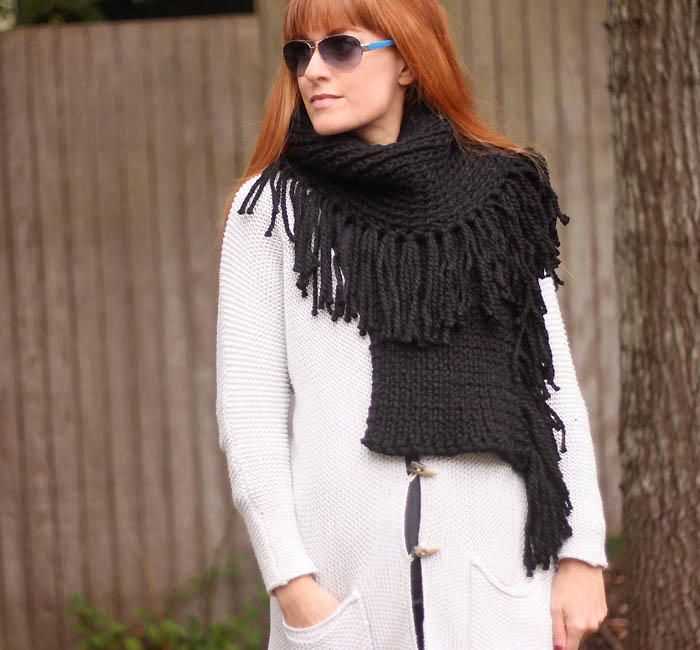 Fringe scarf knitting pattern
