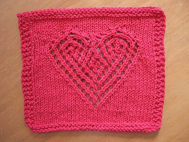 Heart knit dishcloth pattern