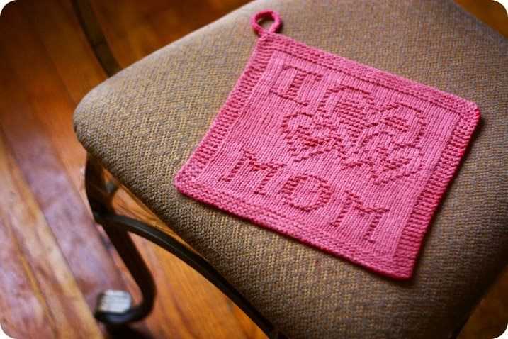 Heart knit dishcloth pattern
