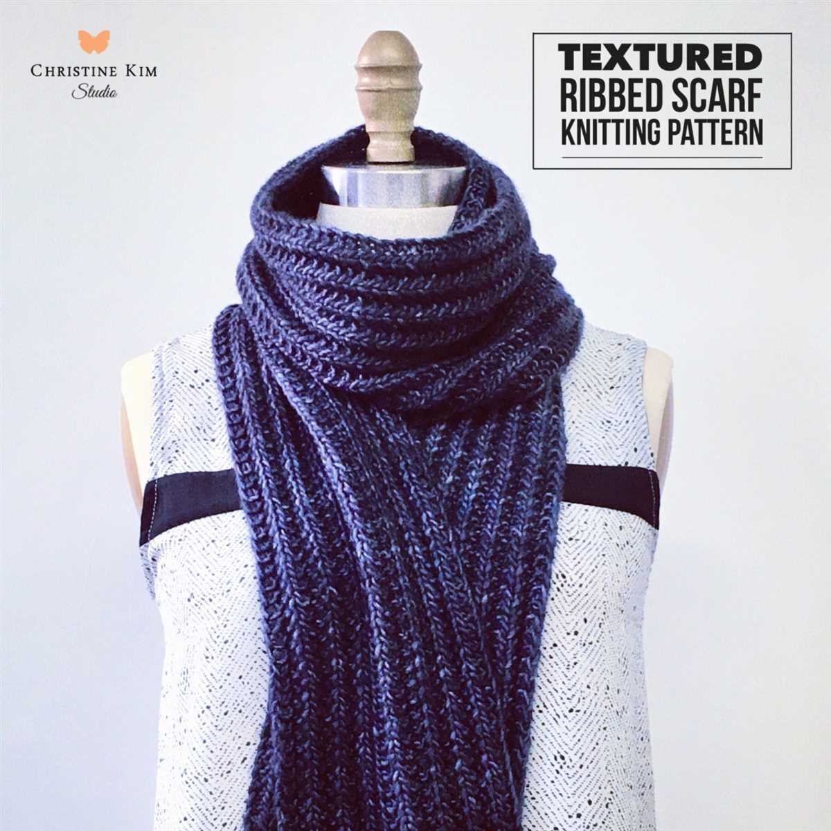 Knit ribbed scarf pattern