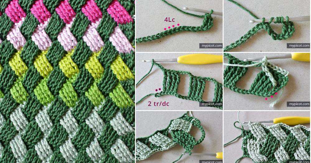 Knit basket weave stitch pattern