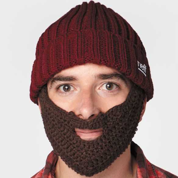 Knit cap with beard pattern