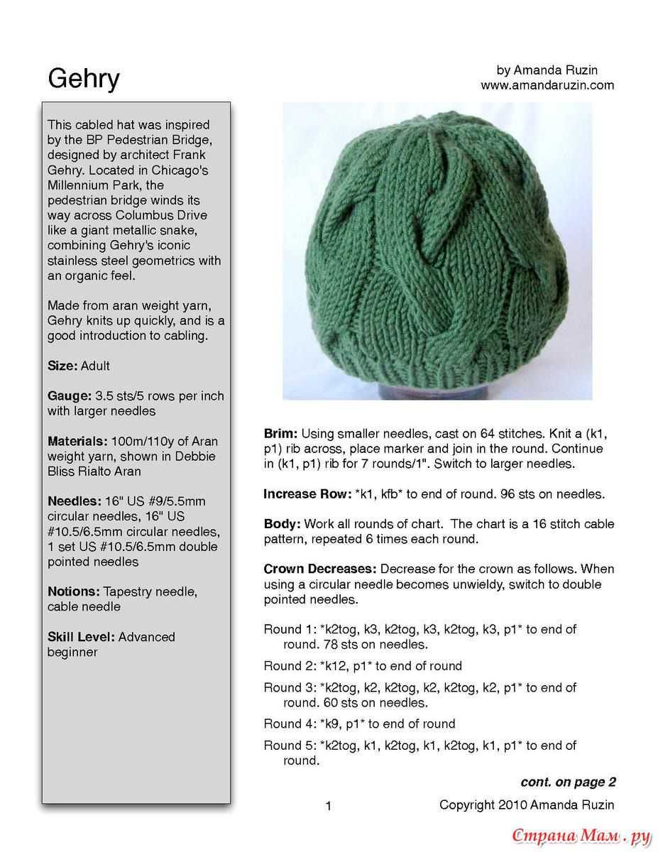 Knit hat pattern 5 weight yarn
