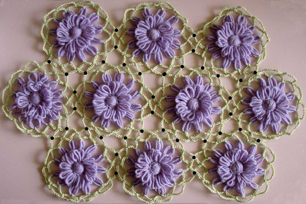 Knit lace flower pattern