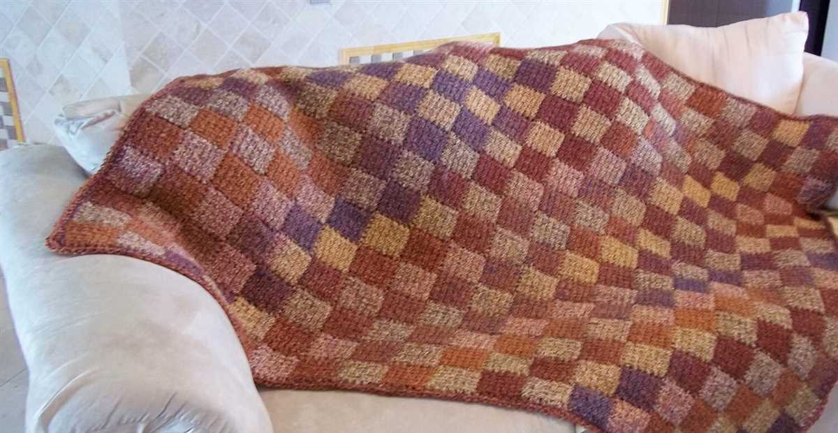Knitted checkered blanket pattern