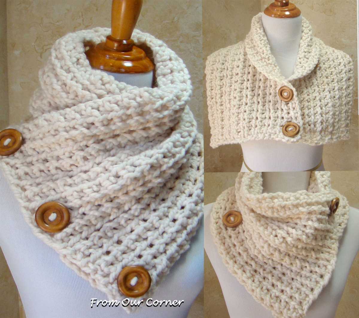 Knitted cowl with buttons pattern free