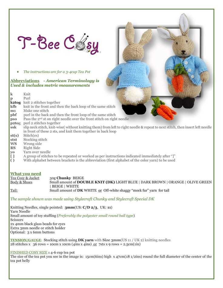 Knitted peter rabbit pattern