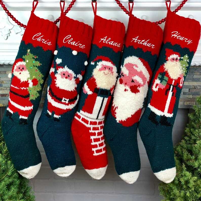 Knitted santa christmas stocking pattern
