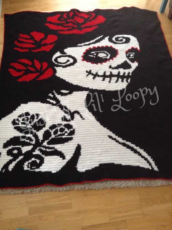 Knitted skull blanket pattern