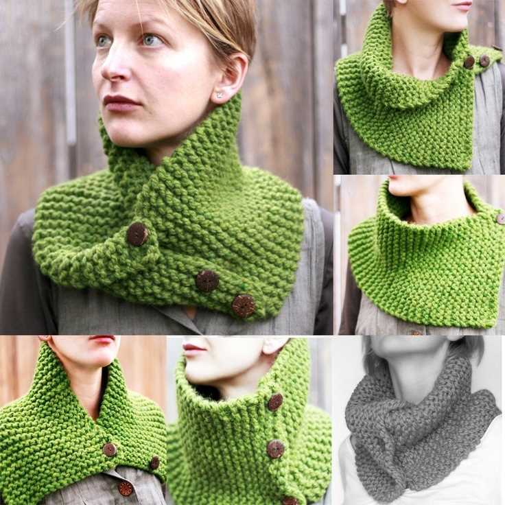 Knitted cowl with buttons pattern free