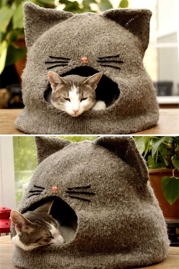 Knitted felted cat cave pattern