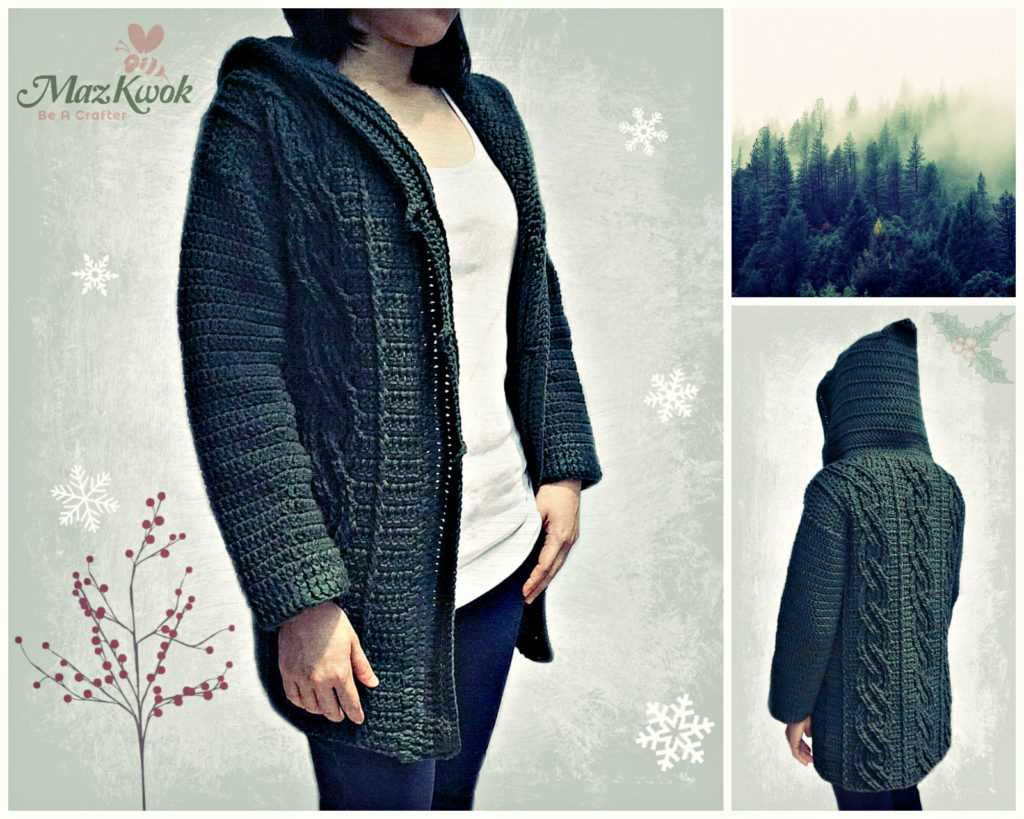 Knitted hooded cardigan pattern