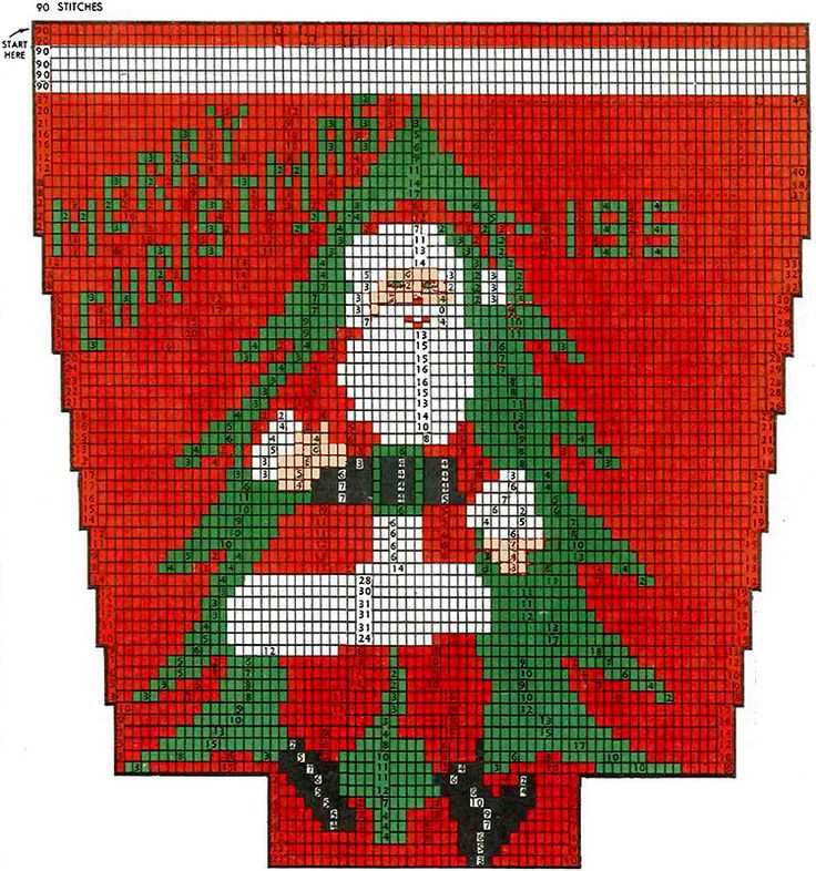 Knitted santa christmas stocking pattern