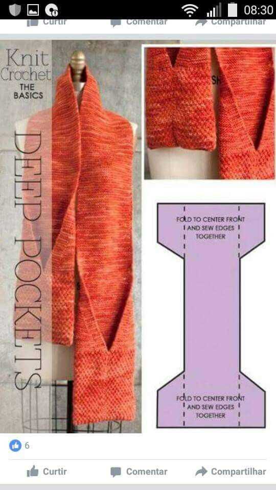 Knitted scarf with pockets free pattern