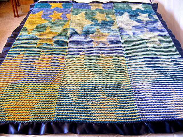 Knitted star blanket pattern