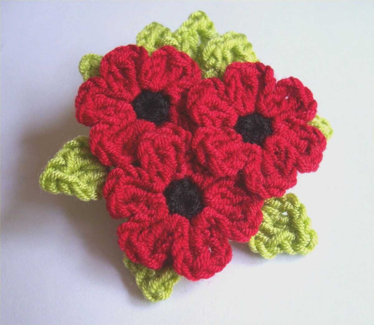 Knitting pattern for a poppy flower