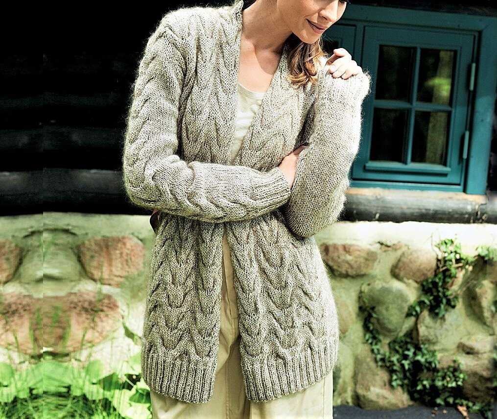 Long aran cardigan knitting pattern