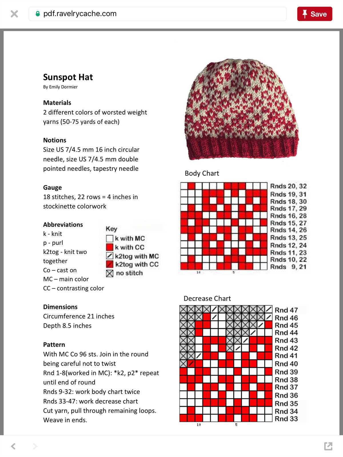 Men's knit hat pattern circular needles