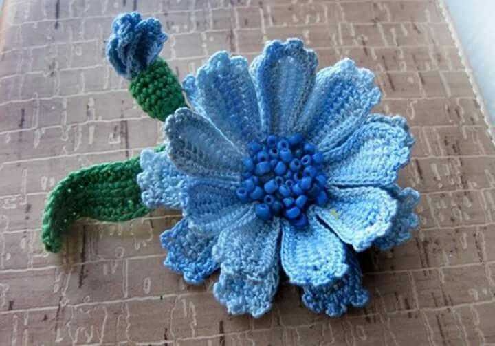 One piece knitted flower pattern free