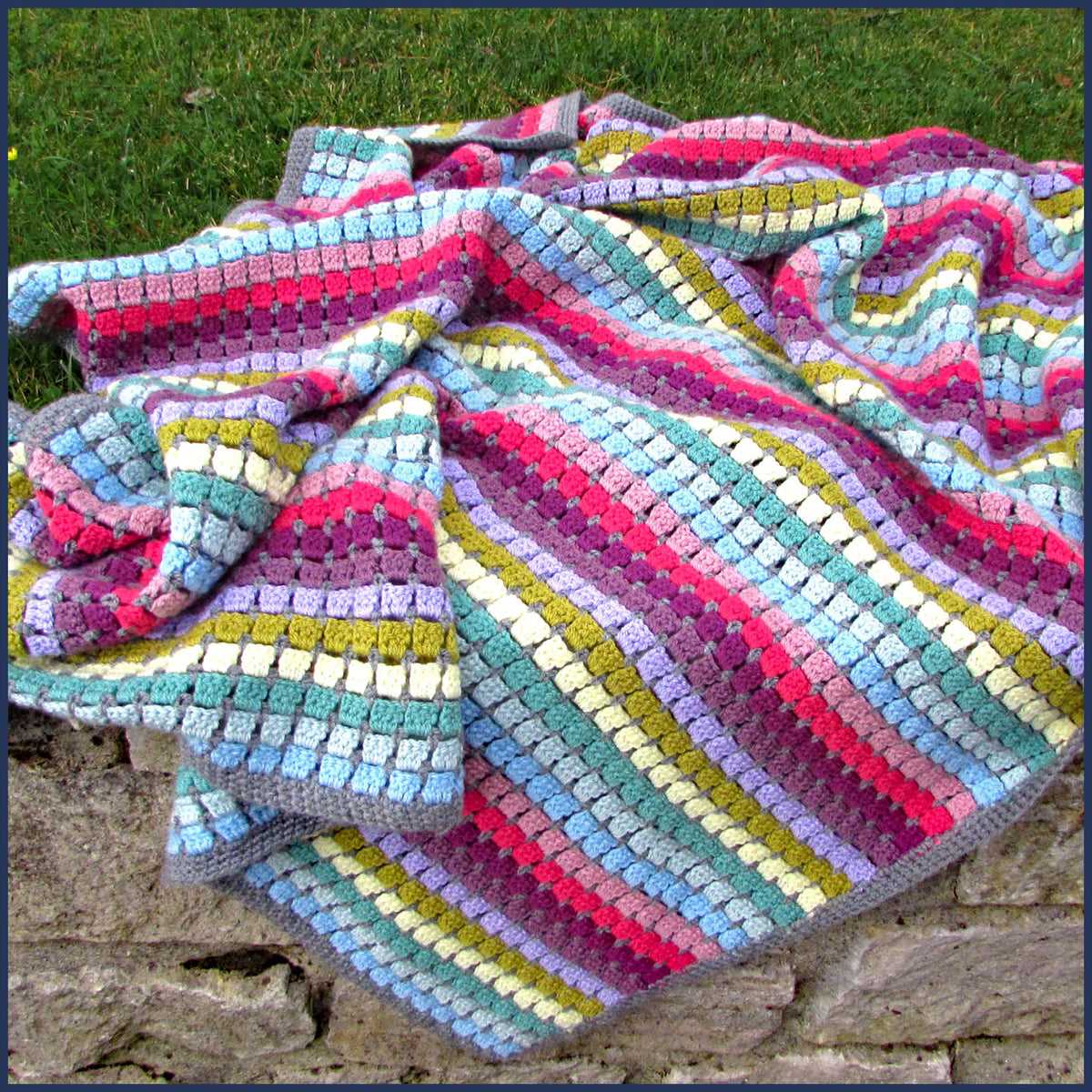 Rainbow knitted blanket pattern
