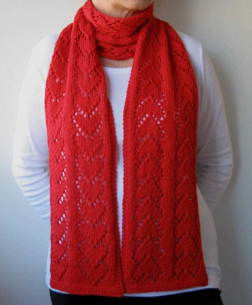 Red heart scarf pattern knit