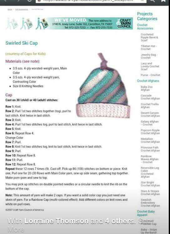 Swirled ski cap knitting pattern