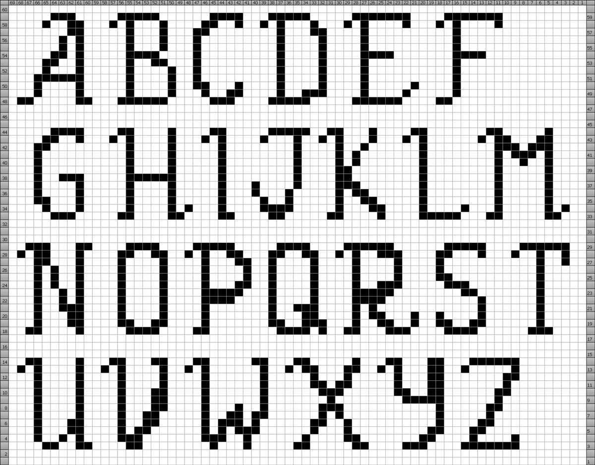 Alphabet knitting pattern charts