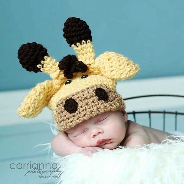 Giraffe hat knitting pattern