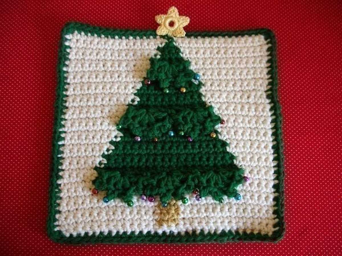 Christmas tree knitted dishcloth patterns