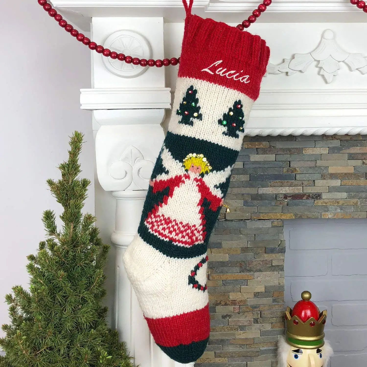 Angel christmas stocking knitting pattern